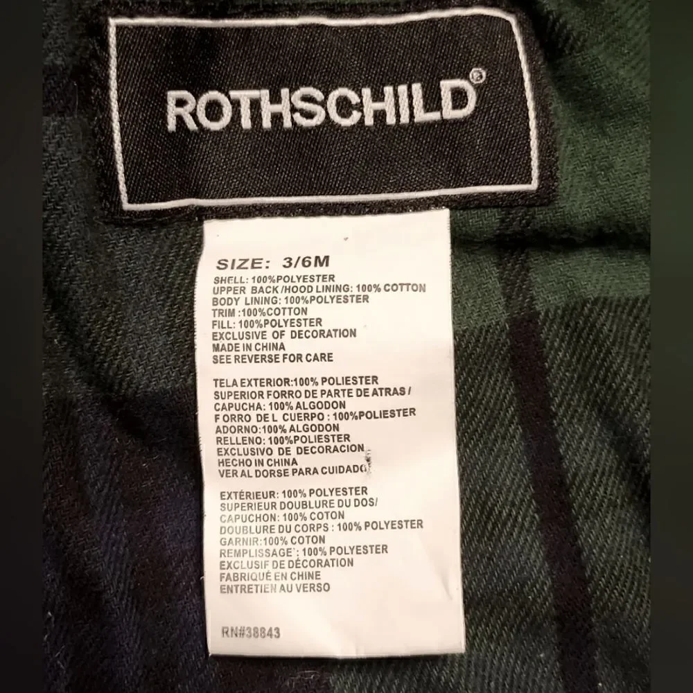 Rothschild Quilted Snowsuit Plaid Lining Corduroy Trim Navy Blue Black Size 3-6M